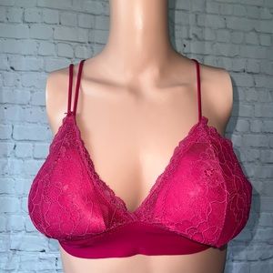 Dark Red Floral Bra size S